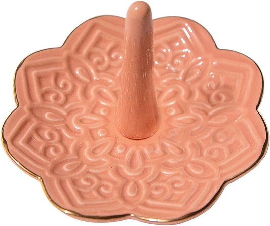 Ceramic Pink Mandala Jewelry Holder Decorative Ring Holder/Trinket Tray Valentine's Day Engagement Wedding Birthday Gifts for Women Her