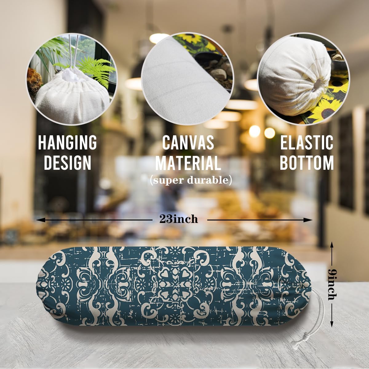 Sage Blue Plastic Bag Holder, Wall Mount Grocery Bags Organizer, Washable Car Trash Bags, Pantry Organization, Kitchen Housewarming Gifts for Women, Kitchen Pattern Garbage Bag 64