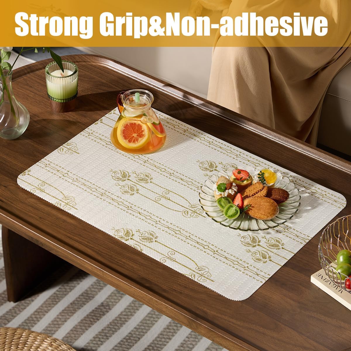 Drawer and Shelf Liner for Kitchen Cabinets Non-Adhesive Drawer Liners Floral Shelf Liners for Kitchen Non-Slip Cabinet Liner Strong Grip Waterproof Liners Easy to Clean 12IN × 16.4FT