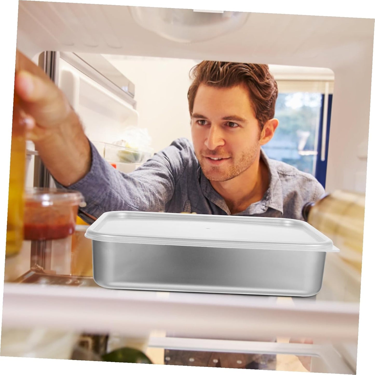 NUOBESTY Large Capacity Fruit and Vegetable Fresh Storage Container for Fridge Clear Pet Material Organizer Bin with Handle Design Space-saving Produce Saver Box for Refrigerator