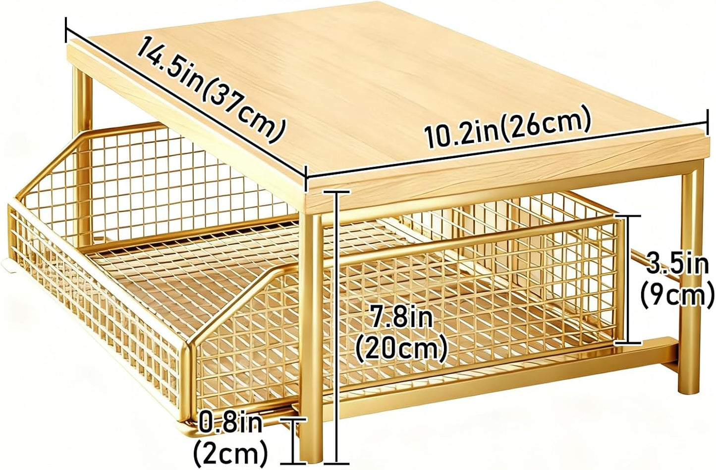 Coffee Pod Drawer Holder,Coffee Machine Storage Rack,Home Kitchen Counter Coffee Bar Organizer,Storage Basket Drawer (Gold)