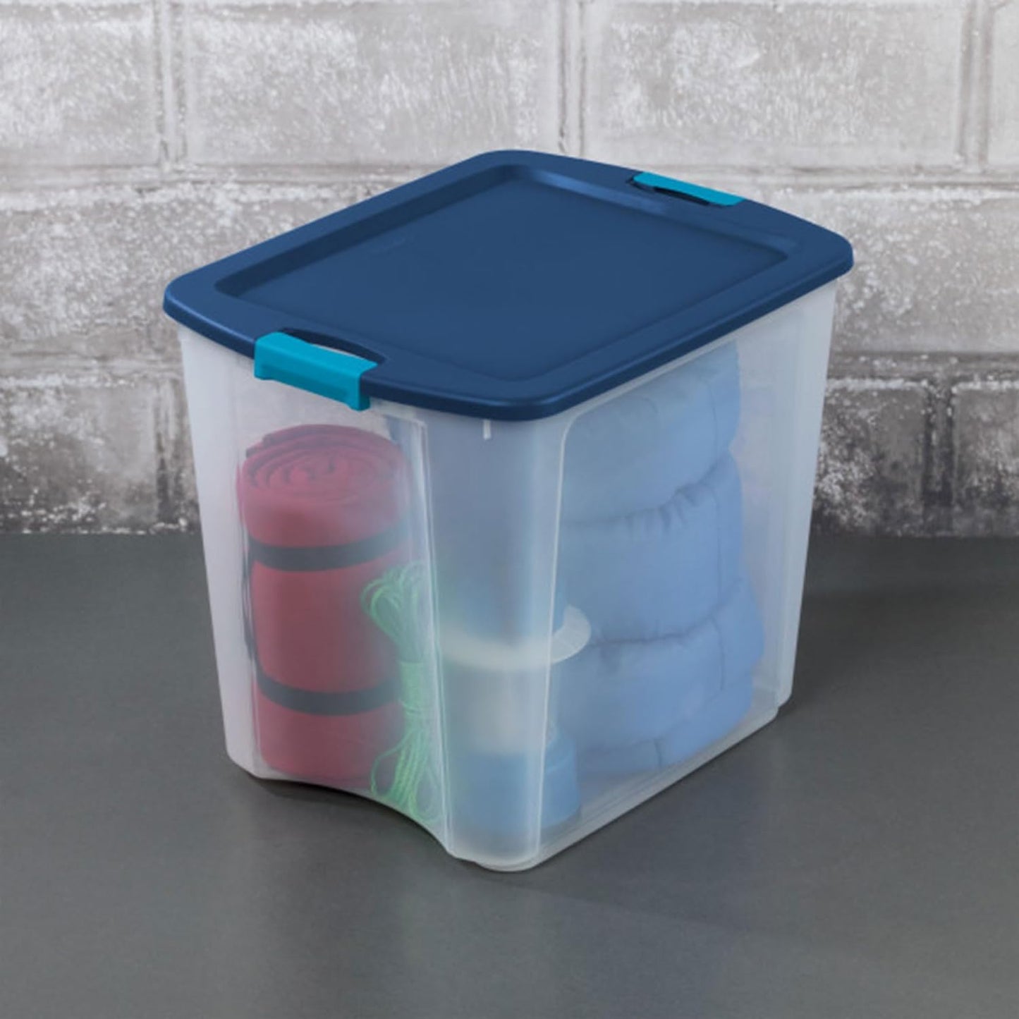 Sterilite 8-Pack Latch and Carry, Clear Plastic Storage Bins with Latching Lids and Full-Grip Handles, 27 Gallon