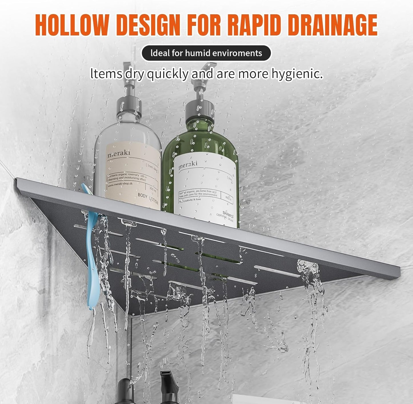 Corner Shower Shelf with Rozar Hole,Rustproof Stainless Steel Corner Shower Caddy Organizer Modern Sturdy Shower Shelf for Inside Shower 10" Large Capacity No-Drill Rack Storage Bathroom Accessories