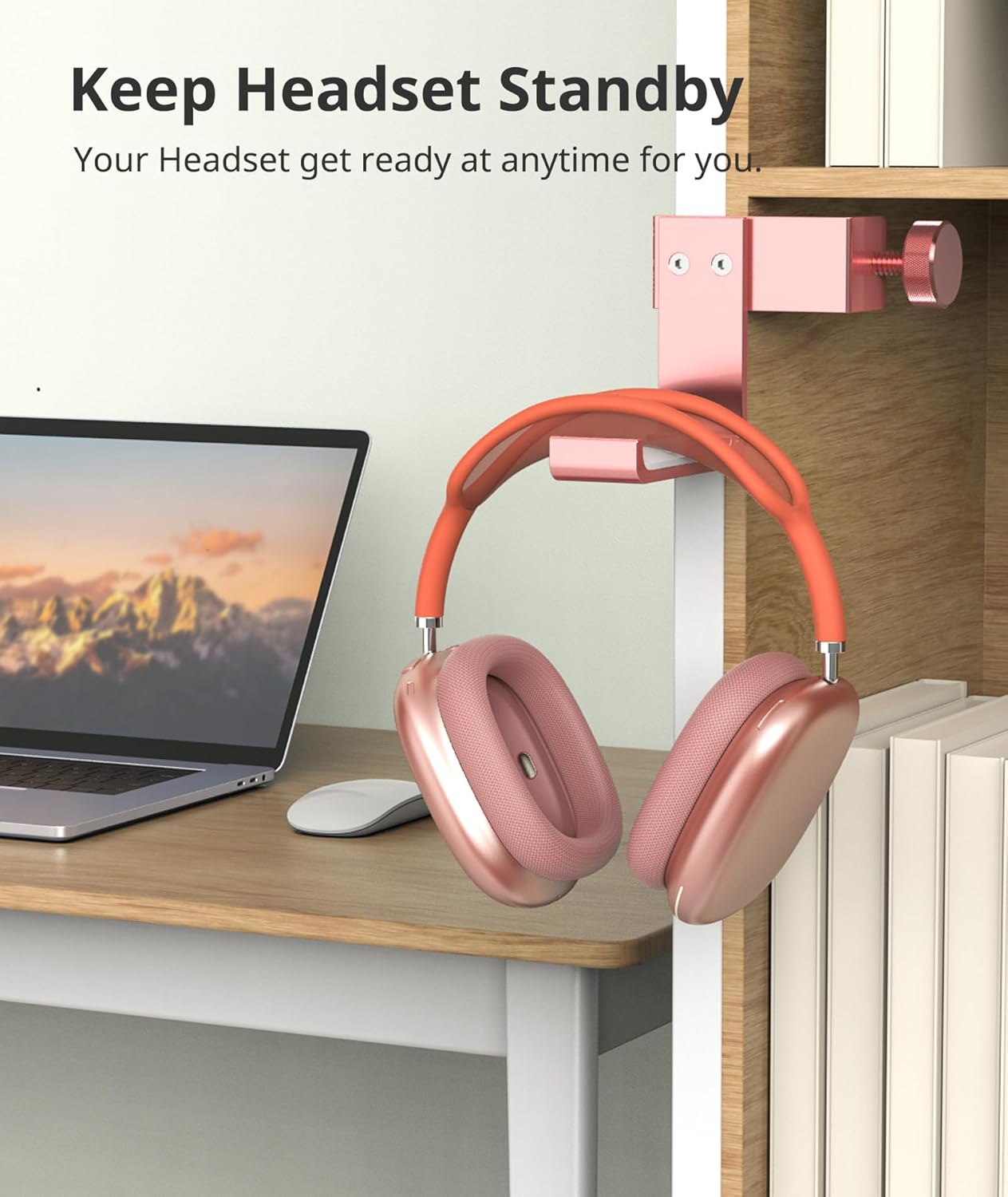 Headphone Stand for Desk – Aluminum Under Desk Headset Stand with Foldable Hook, Headphone Holder Clamp Mount for Gaming Accessories, Space-Saving Headset Hanger