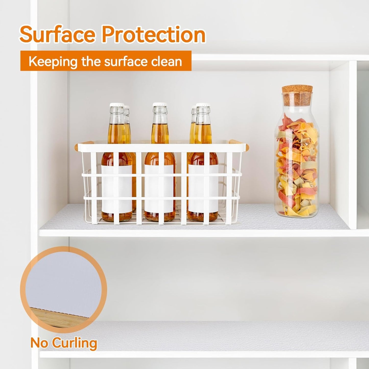 Shelf and Drawer Liner for Kitchen Cabinets Non-Adhesive, Strong Grip Non-Slip Thickened Cabinet Liners for Shelves, Waterproof Mats for Dresser Cupboard, White, 17 in x 20 Feet