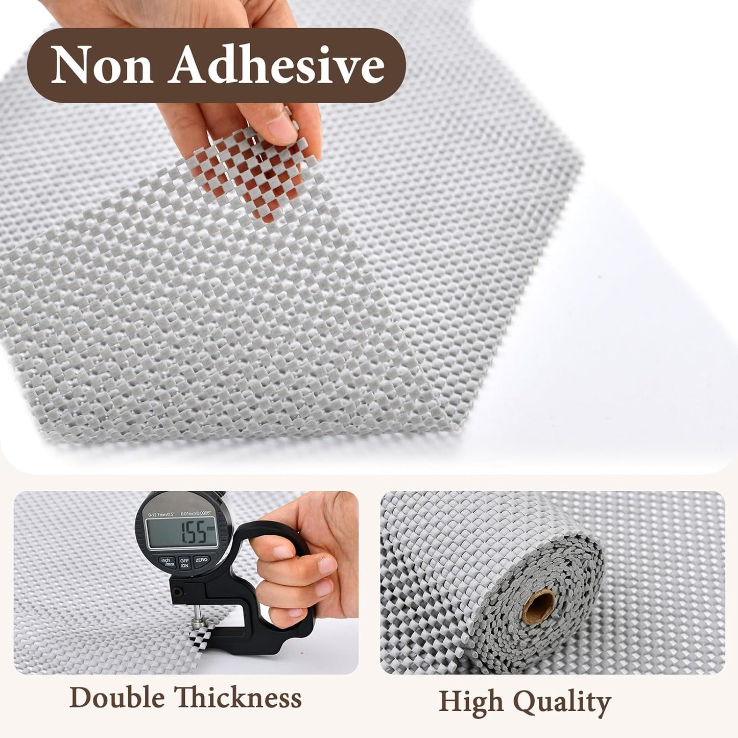 Drawer and Shelf Liner for Kitchen Cabinet: 12 in X 10 Ft Non Slip Waterproof Shelf Paper Non Adhesive Refrigerator Liners Light Gray Easy Liners for Bathroom