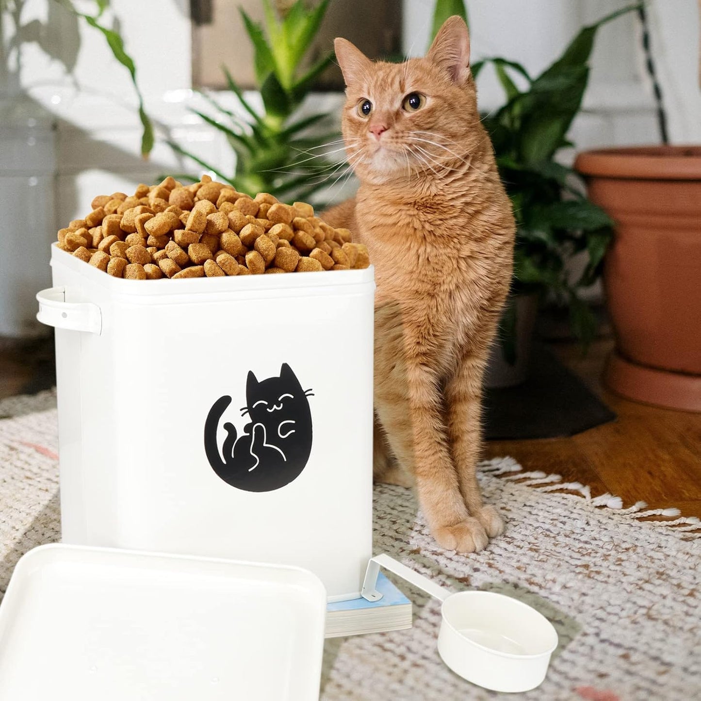 Dog and Cat Food Storage Container 6L, Cute Pet Food Storage Containers with Lids Airtight, Metal Cat Food Bin with Measuring Cup, Durable Airtight Cat Food Container for Pet Owners(#2)