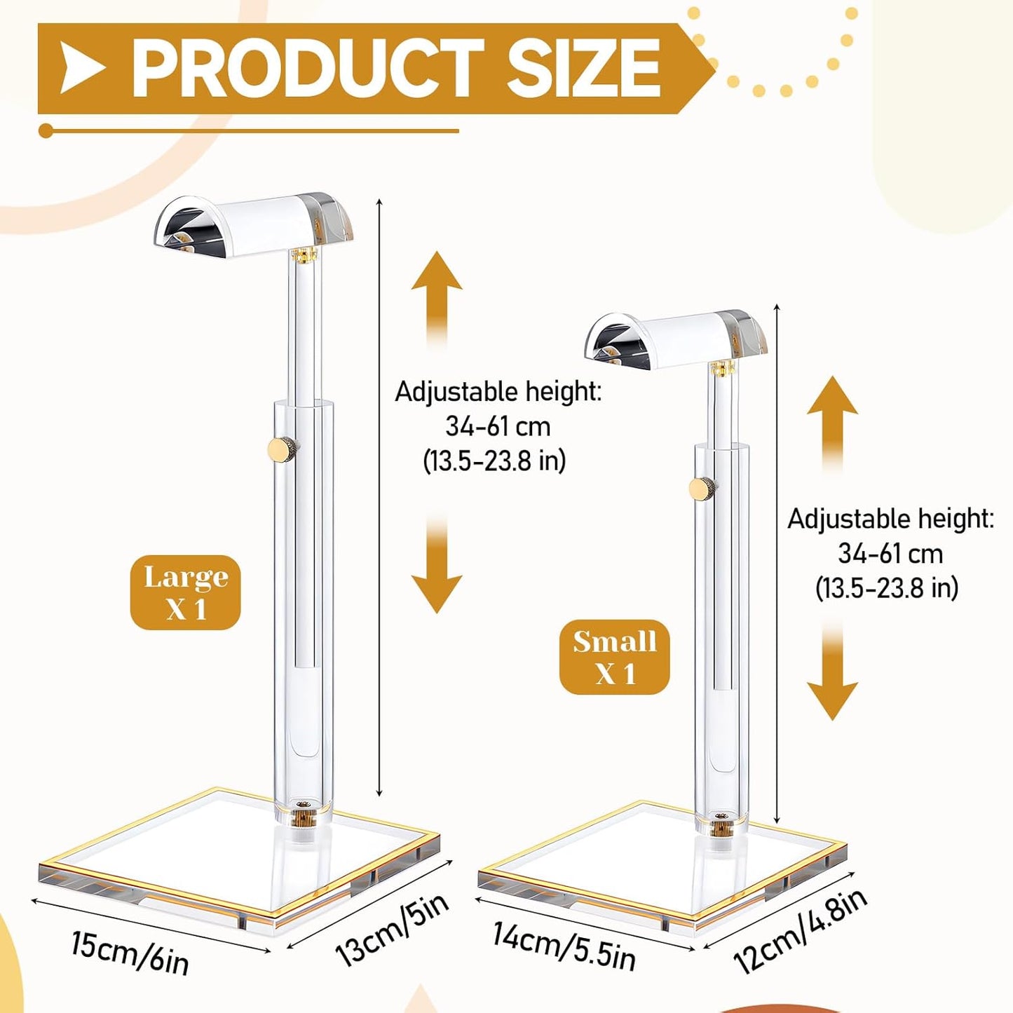 2 PCS Purse Display Stand, Handbag Stand Acrylic Purse Holder Adjustable Height Bag Rack Transparent Hanger Rack Curved Design Decorative for Display Handbags, Shoulder Bags and Necklaces