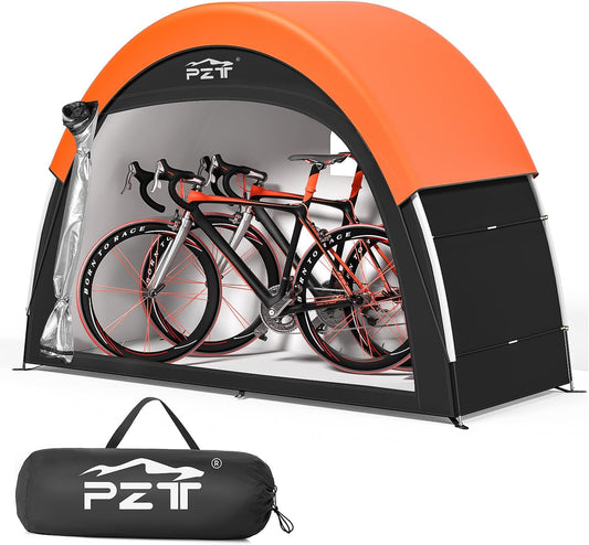 Upgraded Bike Tent with Rain Cover, Portable Outdoor Storage Shed for 2 Bikes, 210D Oxford Fabric PU4000 Waterproof, Bike Shed/Bike Cover for Motorcycles, Garden Tools, Lawn Mower