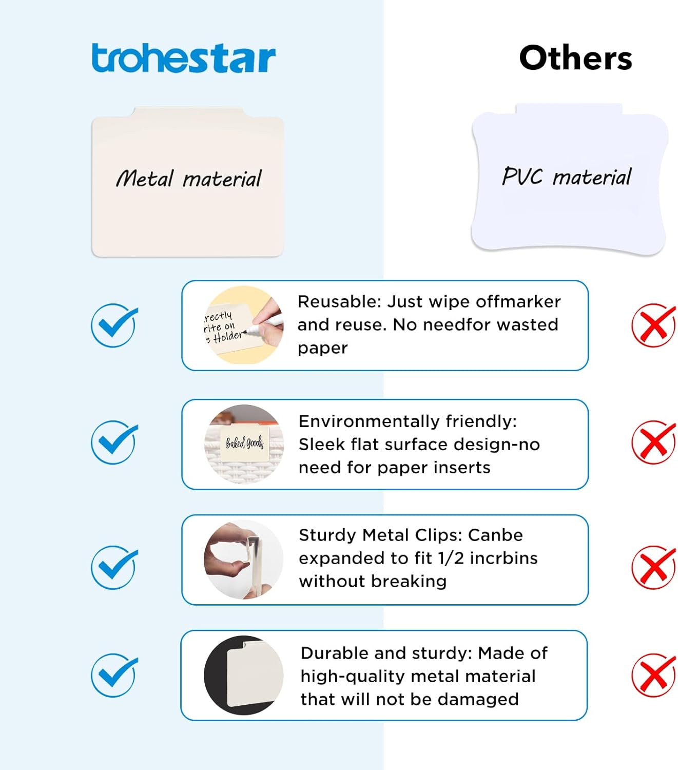 Metal Basket Bin Label Clip (Cream, 18 Metal Label Clip)