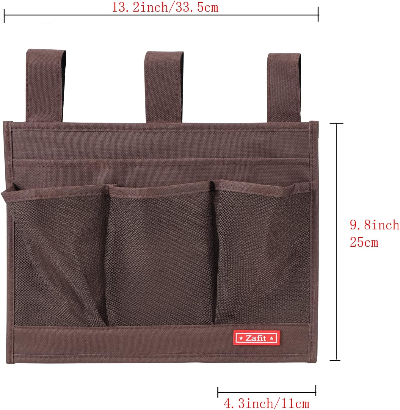 Hanging Bedside Caddy, Bedside Storage Organizer for Magazine, Phone, Remote control (Classic4 Pockets-Coffee)