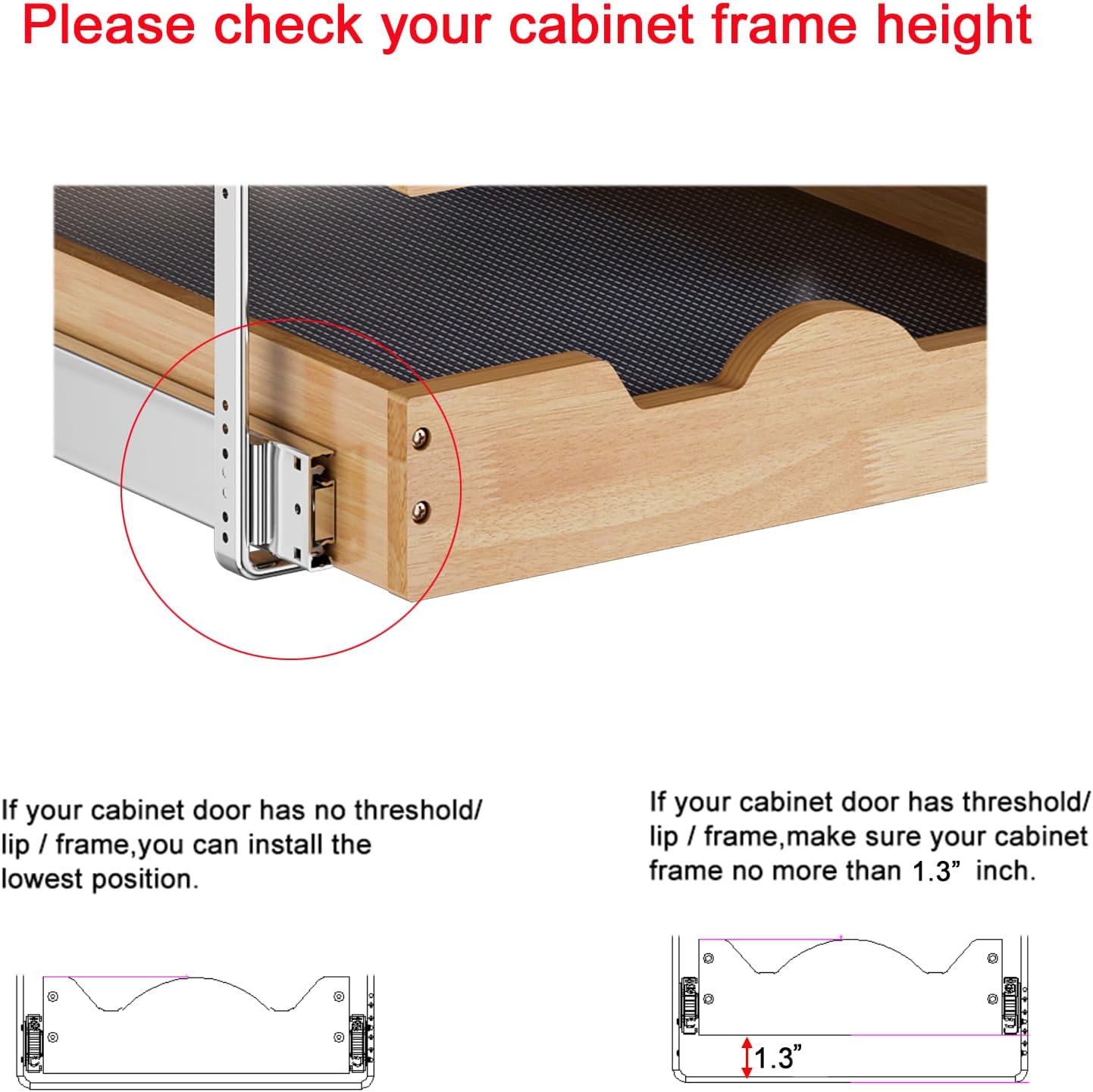 DINDON 3 Tier Pull Out Cabinet Organizer 17”W X21”D Slide Out Shelves With Shelf Liner for Kitchen Wood Roll Out Drawers Pantry Organization