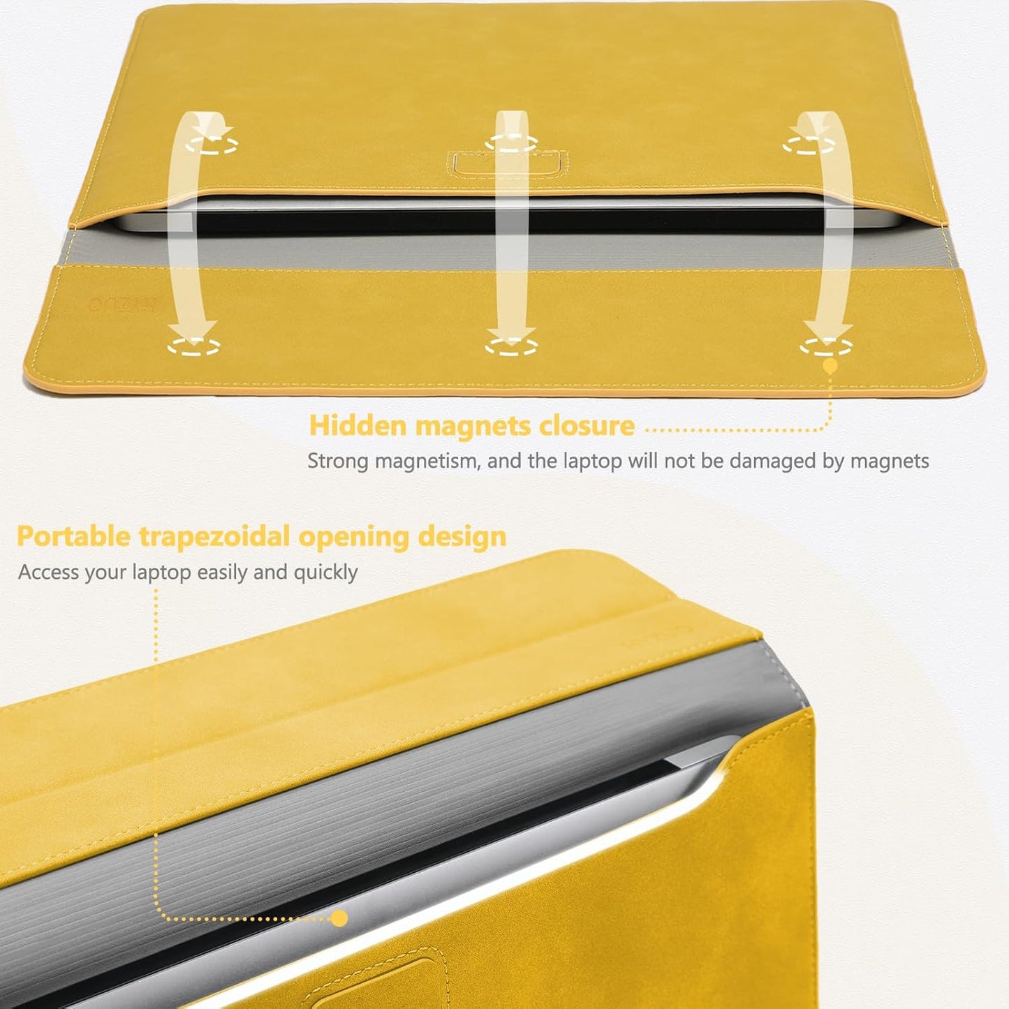 HYZUO 15 Inch Laptop Sleeve Case with Stand for MacBook Air 15 M4 A3241 M3 A3114 M2 A2941 2025-2023, 15" Surface Laptop 7/6/5/4, MacBook Pro 15 A1990 A1707 2019-2016, with Pouch, Olive Yellow