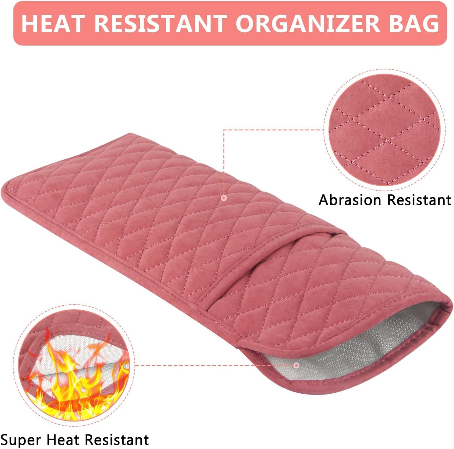 Heat Resistant Hair Tools Organizer Bag Portable Travel Storage Cover Pouch for Hair Straighteners, Curling Irons, Flat Irons and Hot Styling Tools(13.8" x 5.5")