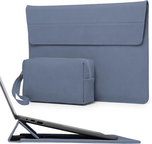 HYZUO 13 Inch Laptop Sleeve with Stand Feature for MacBook Air 13 M4 M3 M2 M1 2025-2018, MacBook Pro 13 M2 M1, 13" iPad Pro/Air, Surface Pro, with Carry Bag, Haze Blue