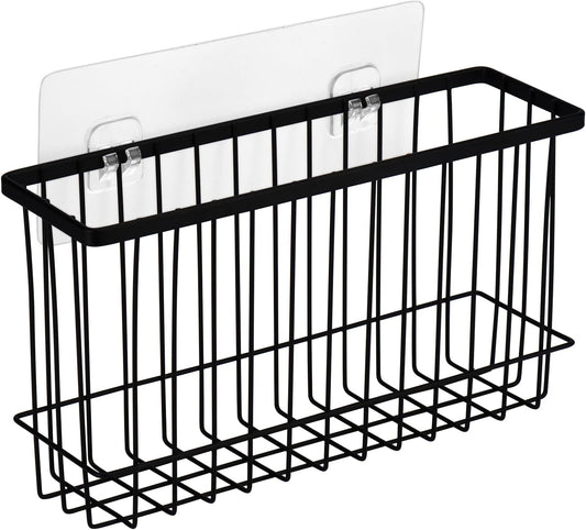 Toplife Wall Door Adhesive Kitchen Wrap Organizer Rack, No Drilling, Black