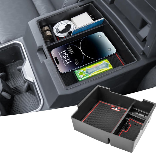 Center Console Organizer Compatible with 2024 2025 Toyota Tacoma Console Armrest Storage Box Interior Insert Storage Tray Secondary Accessories-Red
