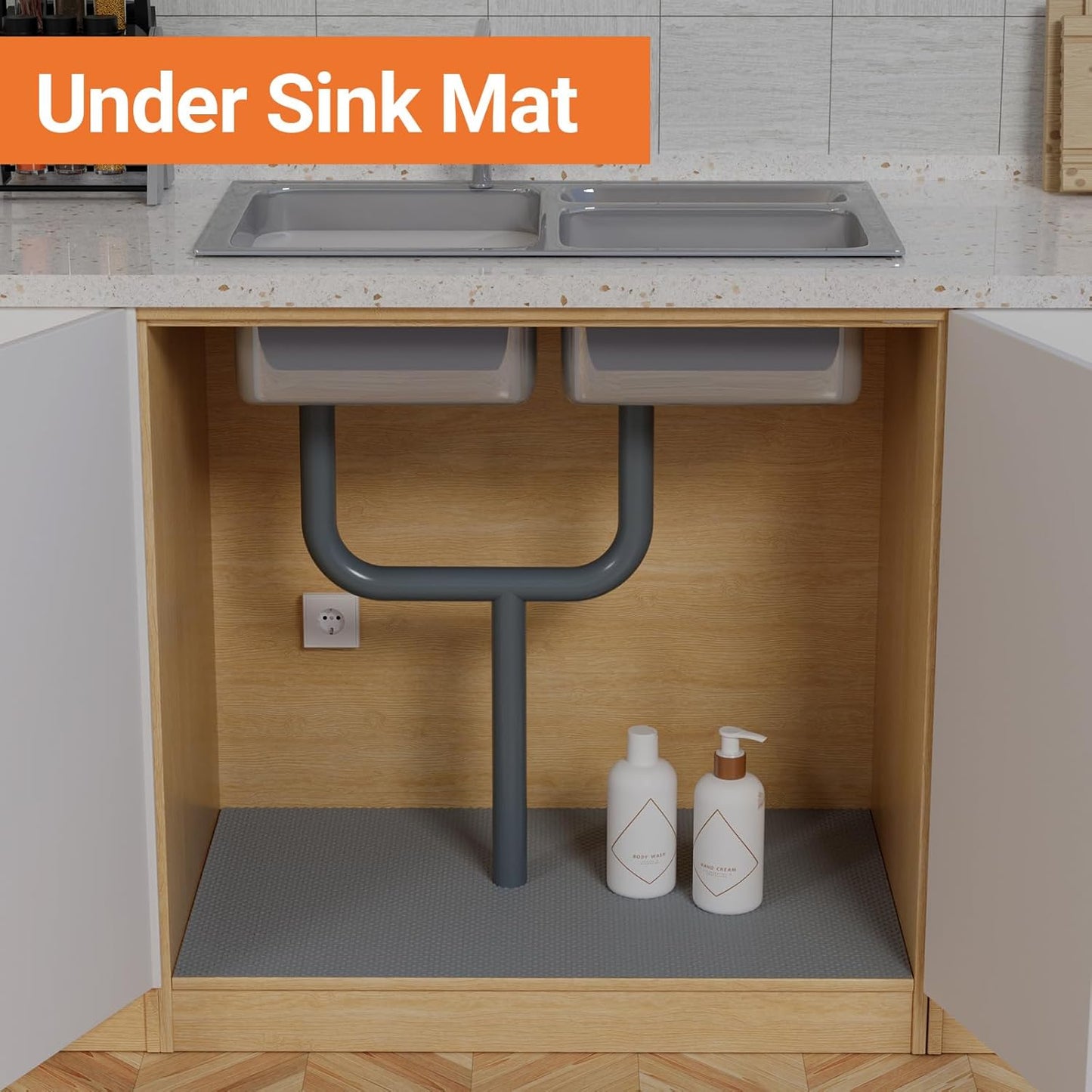 FLPMIX Cabinet Shelf Liner 20" Wide: Waterproof Kitchen Under Sink Mat - Easy to Cut & Clean Large Cupboard Drawer Liners for Closet Bathroom Pantry Shelves Dark Grey 20 X 300 Inch