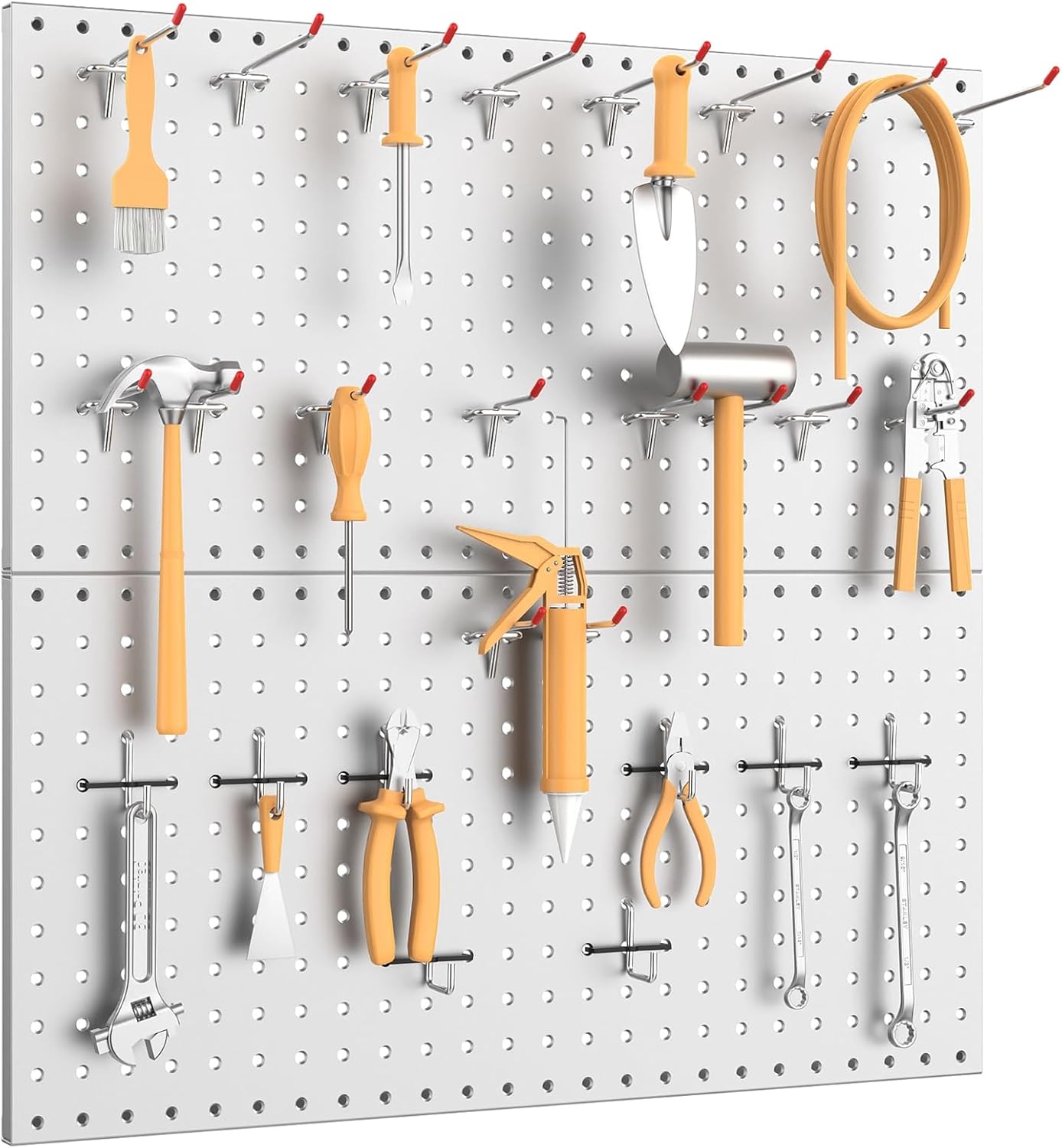 WALMANN Metal Pegboard Panels for Wall Garage Tools Pegboard for Garage, Workbench, Peg Board Tool Organizer Board(Pack of 2, Grey)