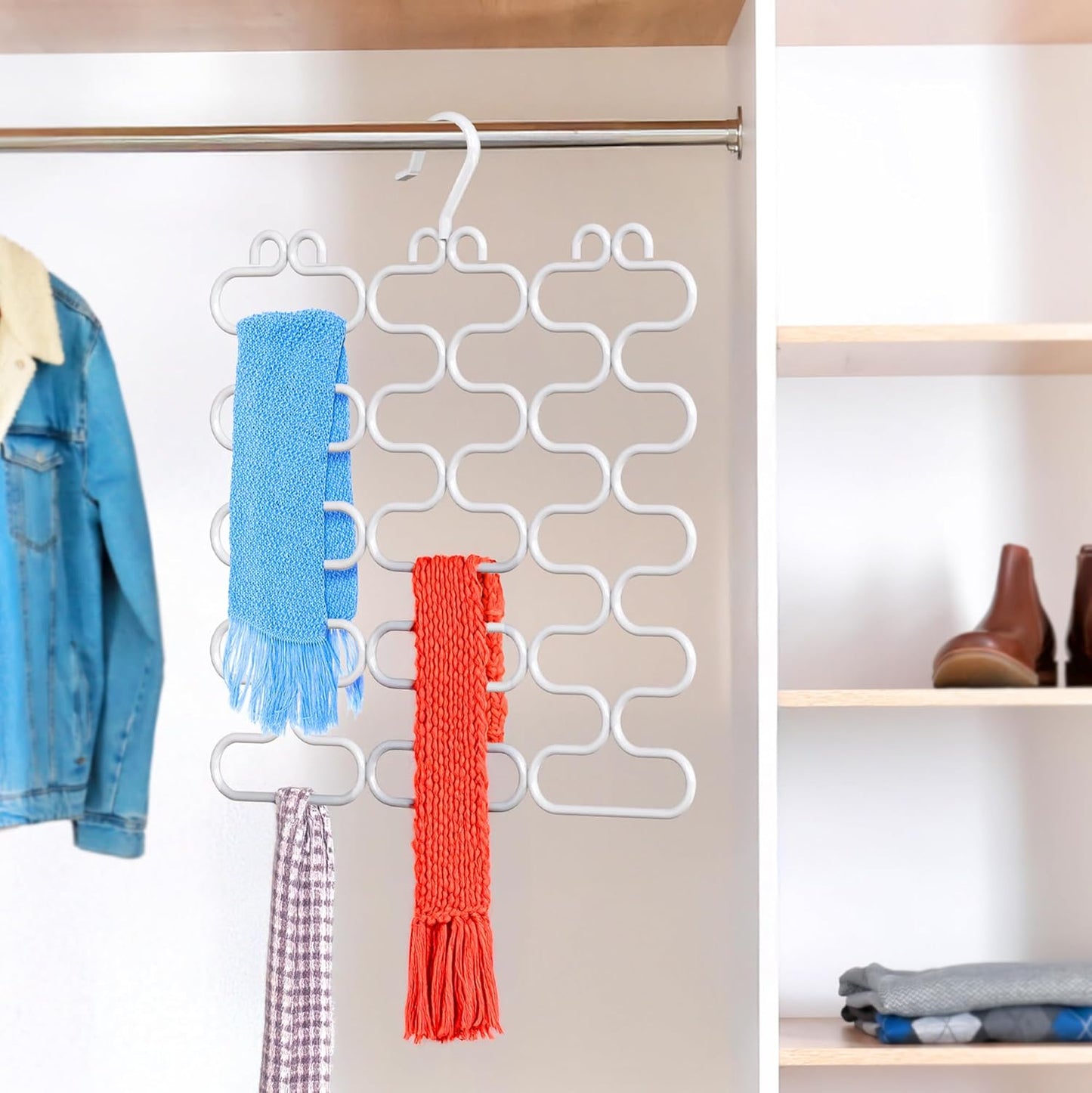 Deco Brothers Scarf Hanger for Closet, 23 Loop, White