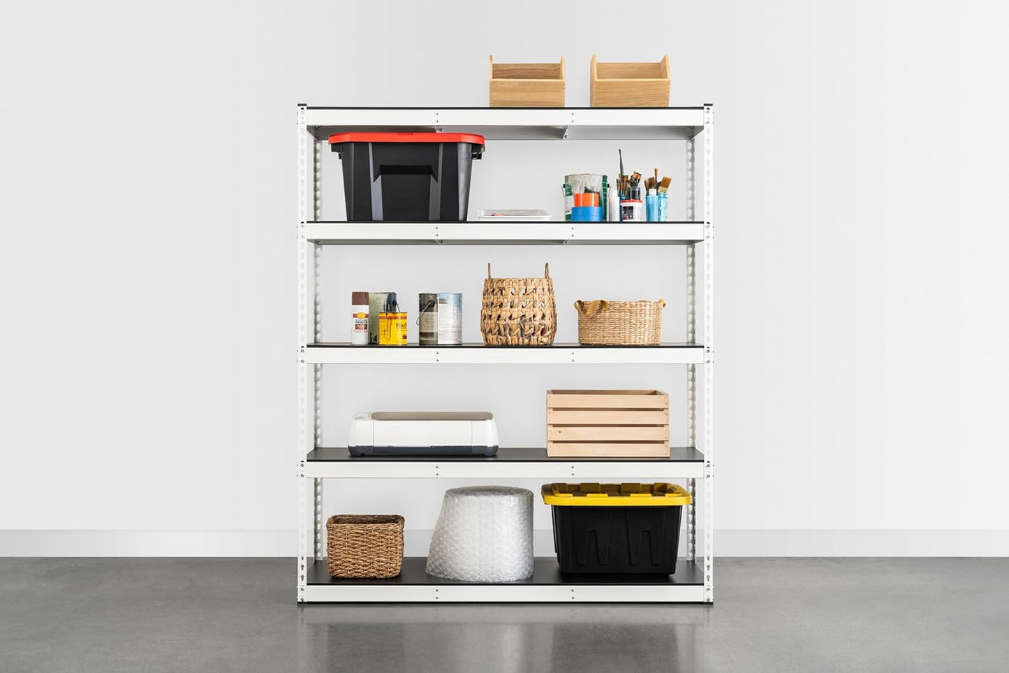 SafeRacks Modular Garage Shelving - 5 Tier Storage Shelves, Tall Metal Rack Shelves for Storage, Heavy Duty Steel Shelf Organizer for Garage, Or Kitchen Pantry (White, 18 x 60 x 72)