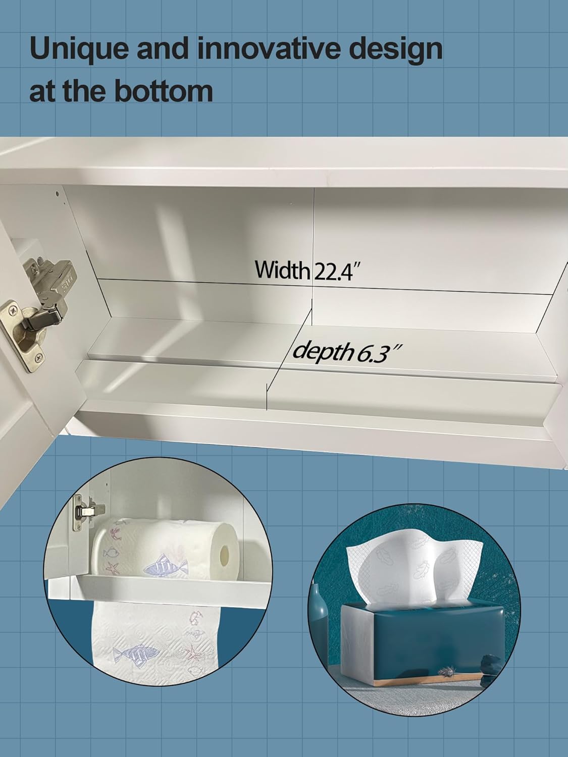 Wall Mount Cabinets Bathroom Wall Cabinet Buffering Hinge,22"x28" inch Over Toilet Storage Cabinet and Adjustable Shelves, Can Hold Toilet Paper and roll Paper Medicine Cabinet