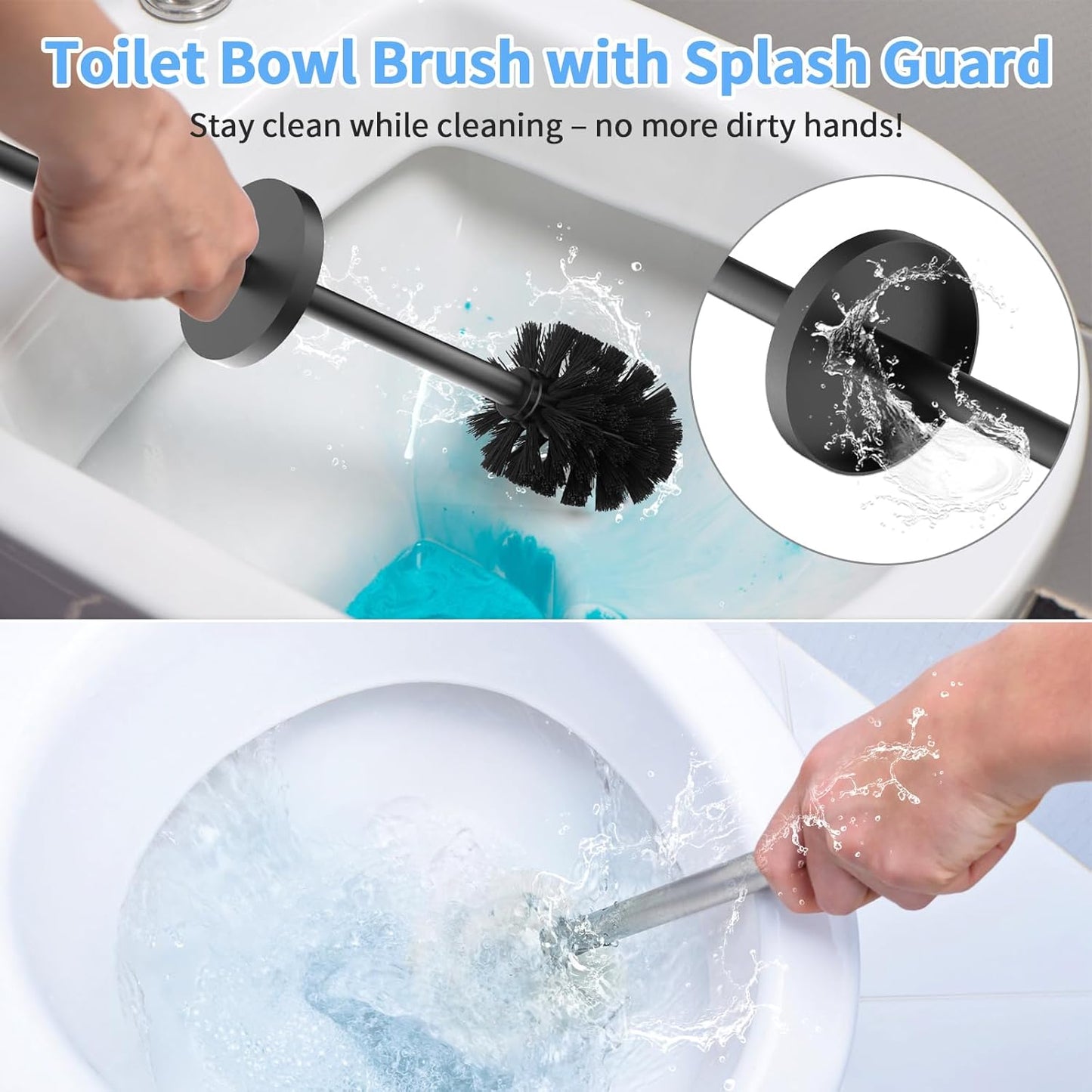 Stainless Steel Toilet Brush and Holder Set Oil Rubbed Matte Black Heavy Duty Toilet Bowl Brush with Long Handle for Bathroom and Farmhouse