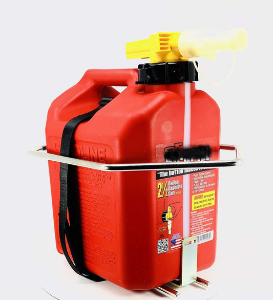 Jungle Jim's 2.5 Gallon Gas Can Holder for Utility Lawn and Landscape Trailers Mounting Bracket Lockdown