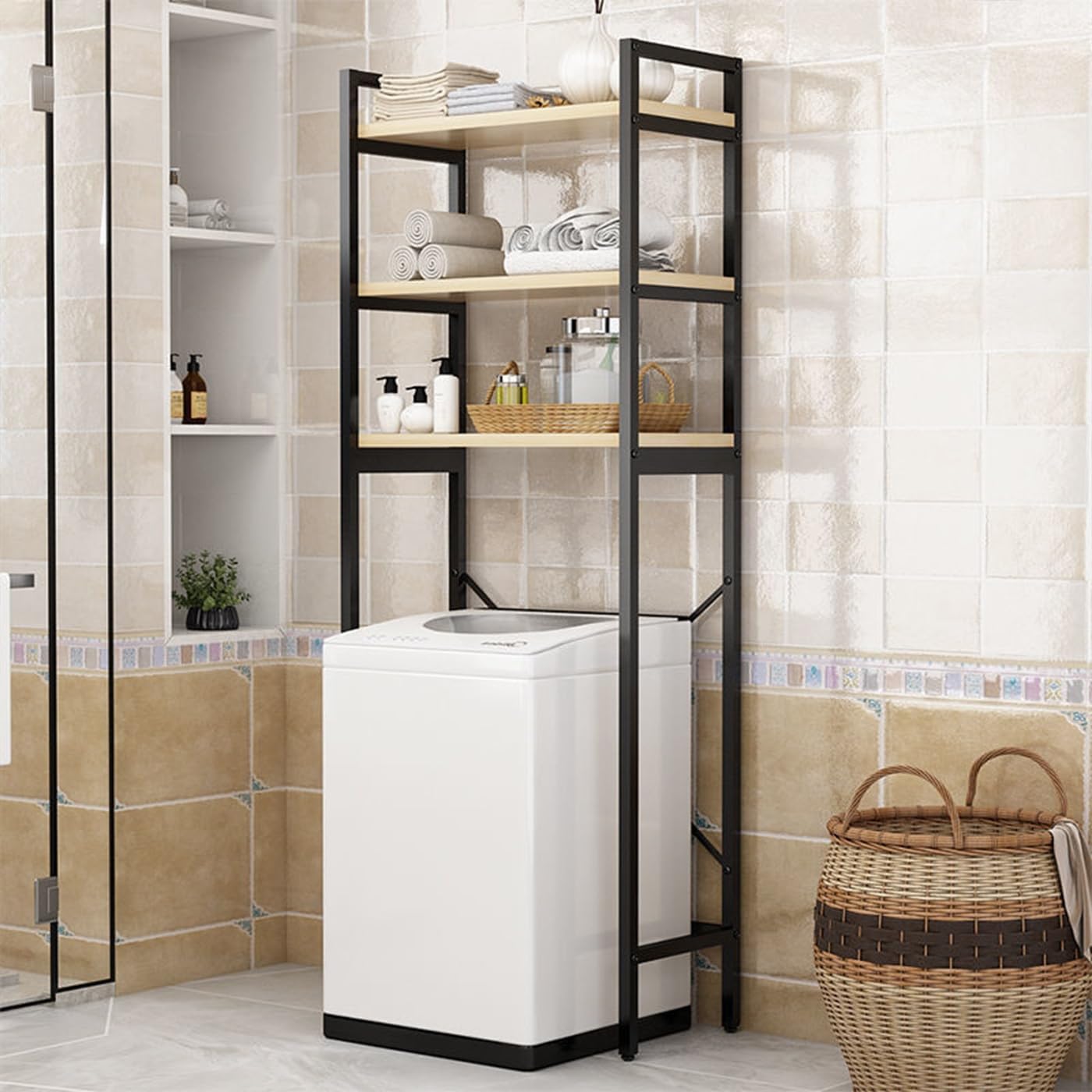 Gdrasuya10 Over The Washer and Dryer Storage Shelf for Laundry Room, 3 Tier Standing Washer Storage Utility Rack Laundry Storage Shelf Organizer Space Save for Home