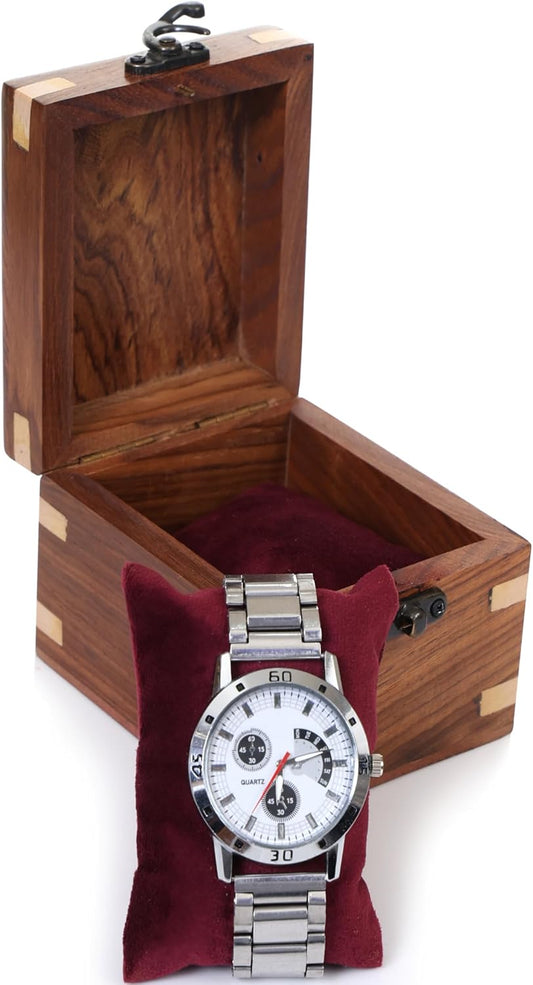 Wooden Watch Box for Men & Women, Luxury Watch Organizer & Display Case, Premium Long-Lasting Watch Holder for Storage, Elegant Gift for Watch Collectors (Wood Top, 1 Slot)
