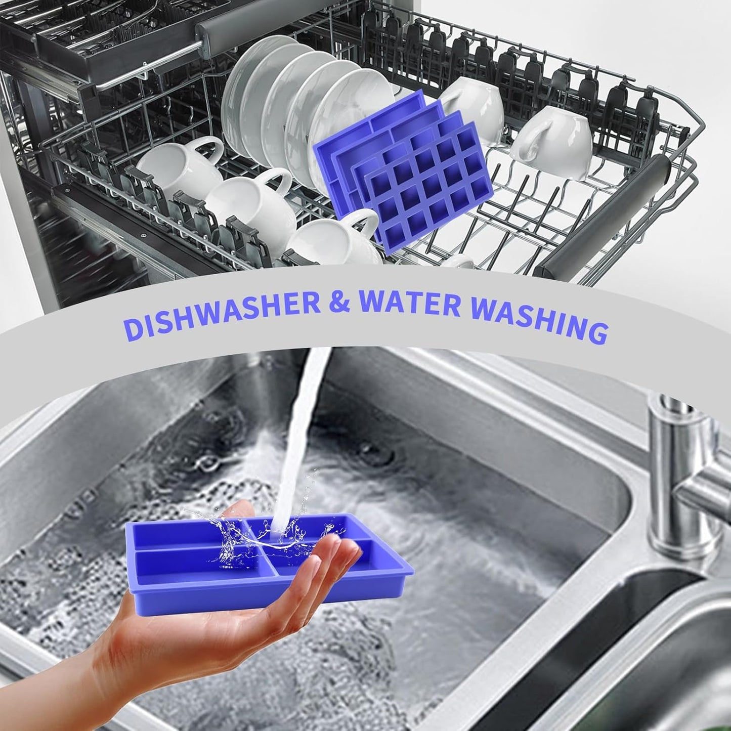 4 Pcs Silicone Tray Dividers for Harvest Right Freeze Dryer,Silicone Food Molds for Harvest right freeze dryer accessories，Reusable Dryer Food Freezer Trays (Purple,8 Cavities)