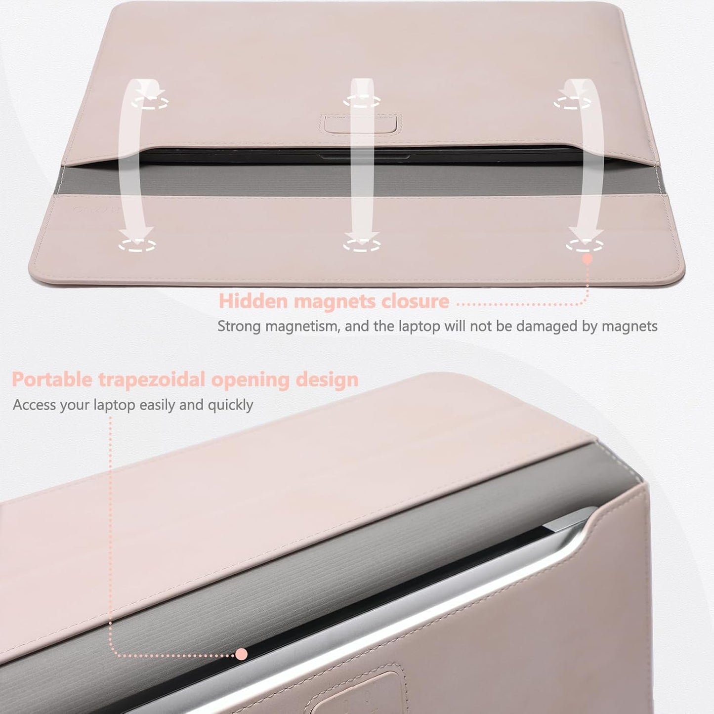 HYZUO 13.3-14 Inch Laptop Sleeve Case with Stand Feature for MacBook Pro 14 M5/M4/M3/M2/M1 2026-2021, MacBook Pro/Air 13.3, 13.5" 13.8" Surface Laptop, HP Spectre X360 13/14, Apricot