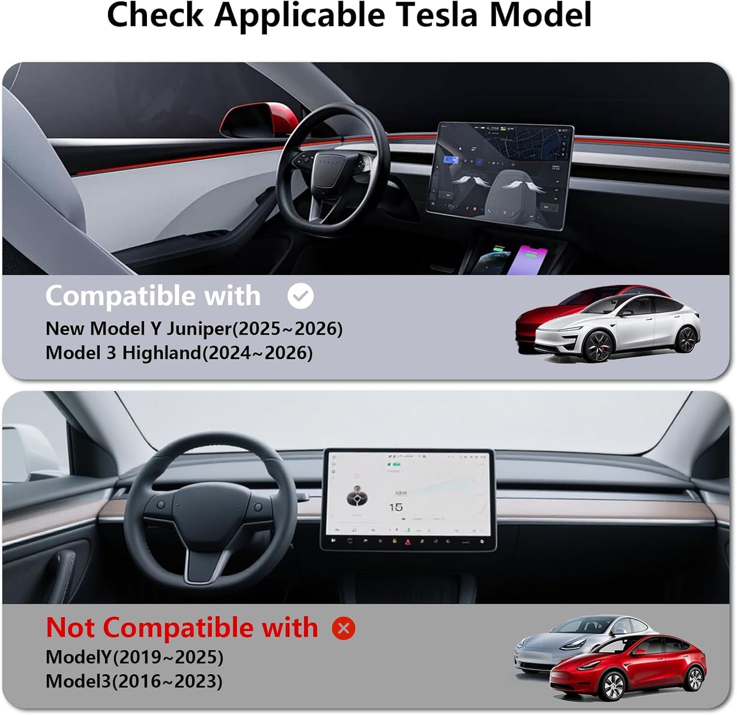 Farmogo 2025 Center Console Organizer Tray for Tesla Model Y Juniper & Model 3 Highland 2025/2026 [Slide Smoothly, PC+Silicone] for Tesla New Model 3 & Model Y Accessories, Set of 4 Transparent Gray