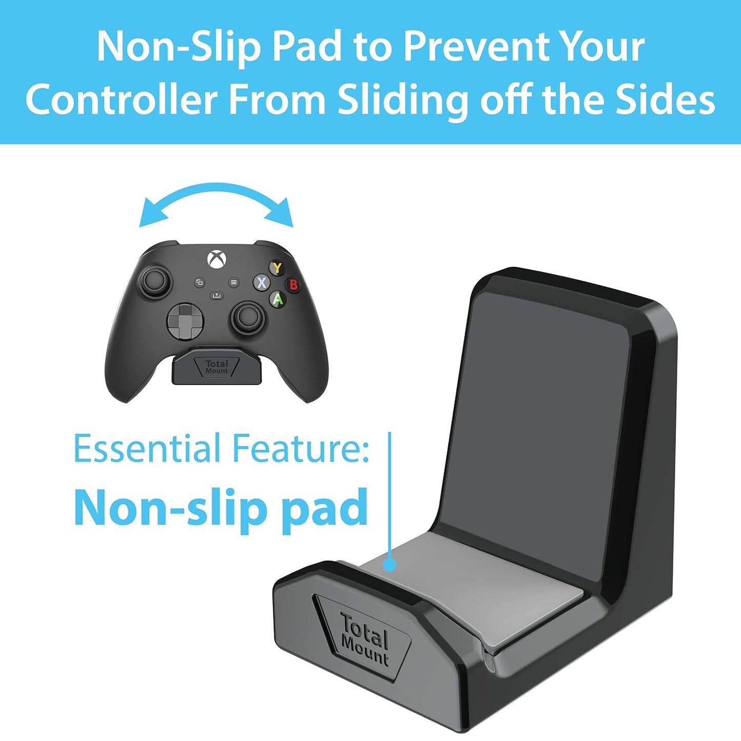 TotalMount Controller Wall Stands (2 Pack) with Non-Slip Pads & Removable Adhesive for Xbox, PS5, PS4, and Nintendo – These Premium Holders Won’t Damage Your Wall with Screws or Permanent Adhesive