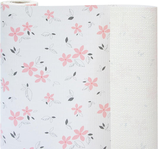 18" W x 96" L Floral Drawer and Shelf Liner for Cabinets, Non-Adhesive Strong Grip Non-Slip Flower Shelf Cabinet Kitchen Shelf Liners for Kitchen Cabinets