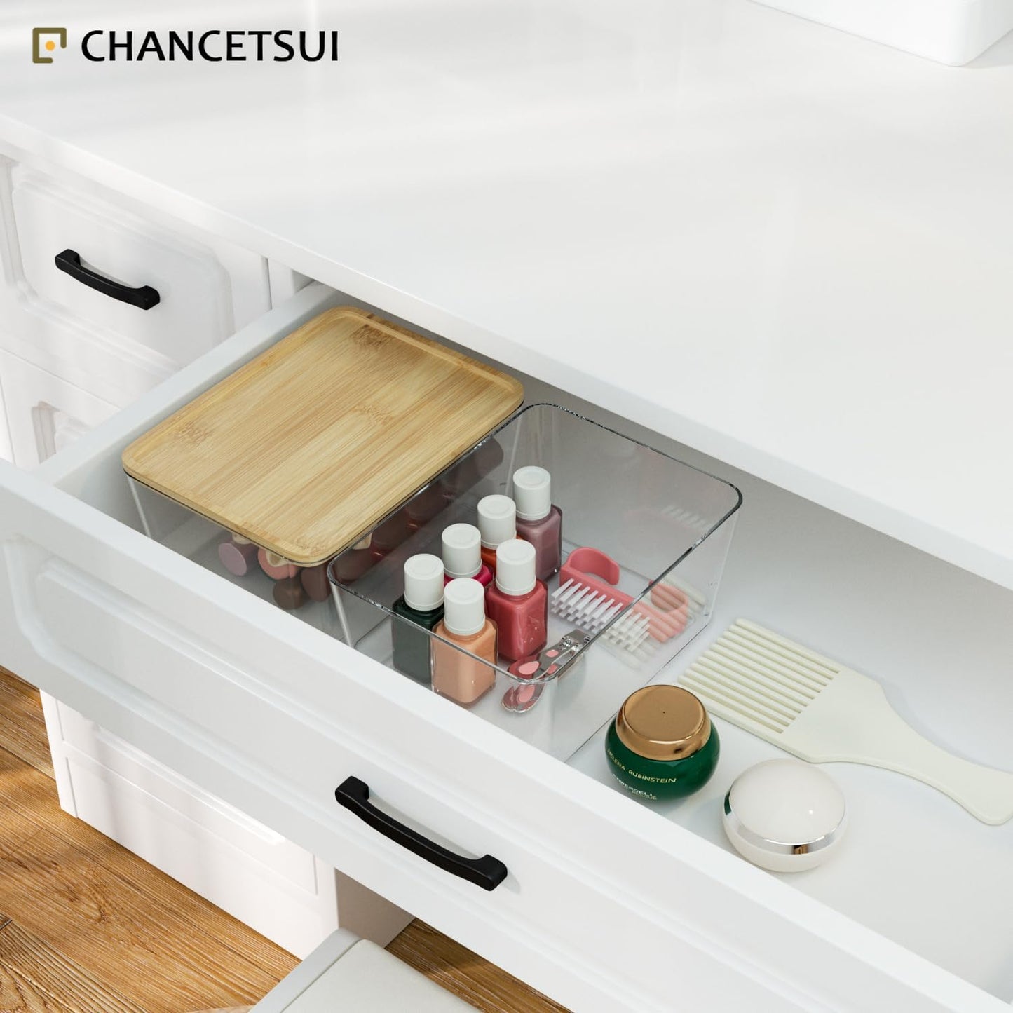 CHANCETSUI Stackable Storage Bins with Lids: Clear, 5x7, 2 Pack