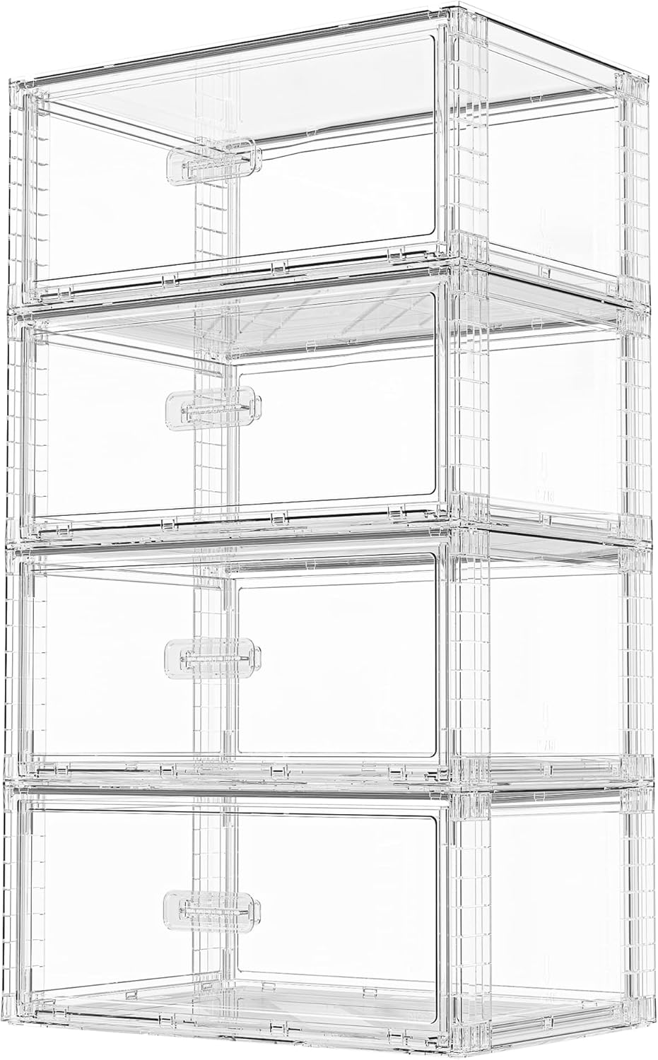 Vtopmart 4 Pack Large Clear Stackable Storage Drawers 27QT, Easily Assemble Plastic Closet Storage Bins, Dust-Proof UnderBed Organizer for Clothing, Sweater Organization