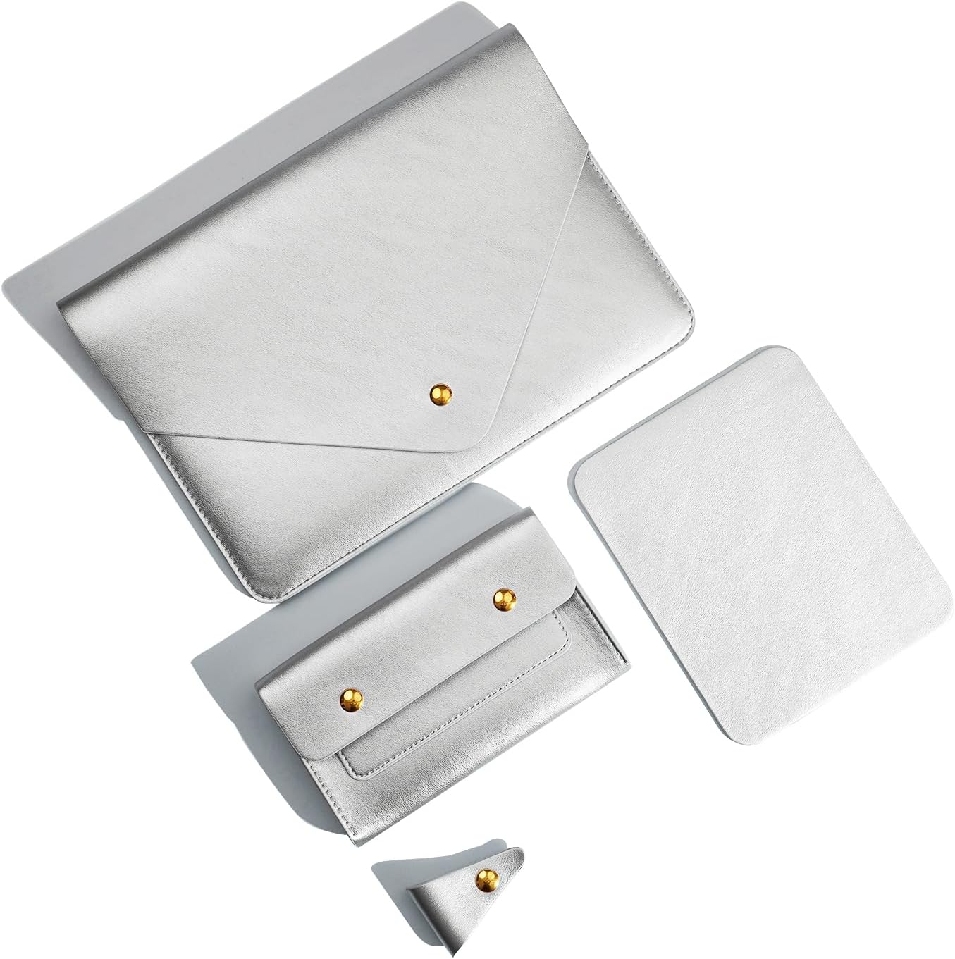 Laptop Sleeve Compatible with 2024 13inch MacBook Air M3 A3113, 13 MacBook Pro M2, Surface Pro 3 4 5 6 7, Dell XPS 13 with Small Pouch, Mouse Pad and Cord Holder Color Silver