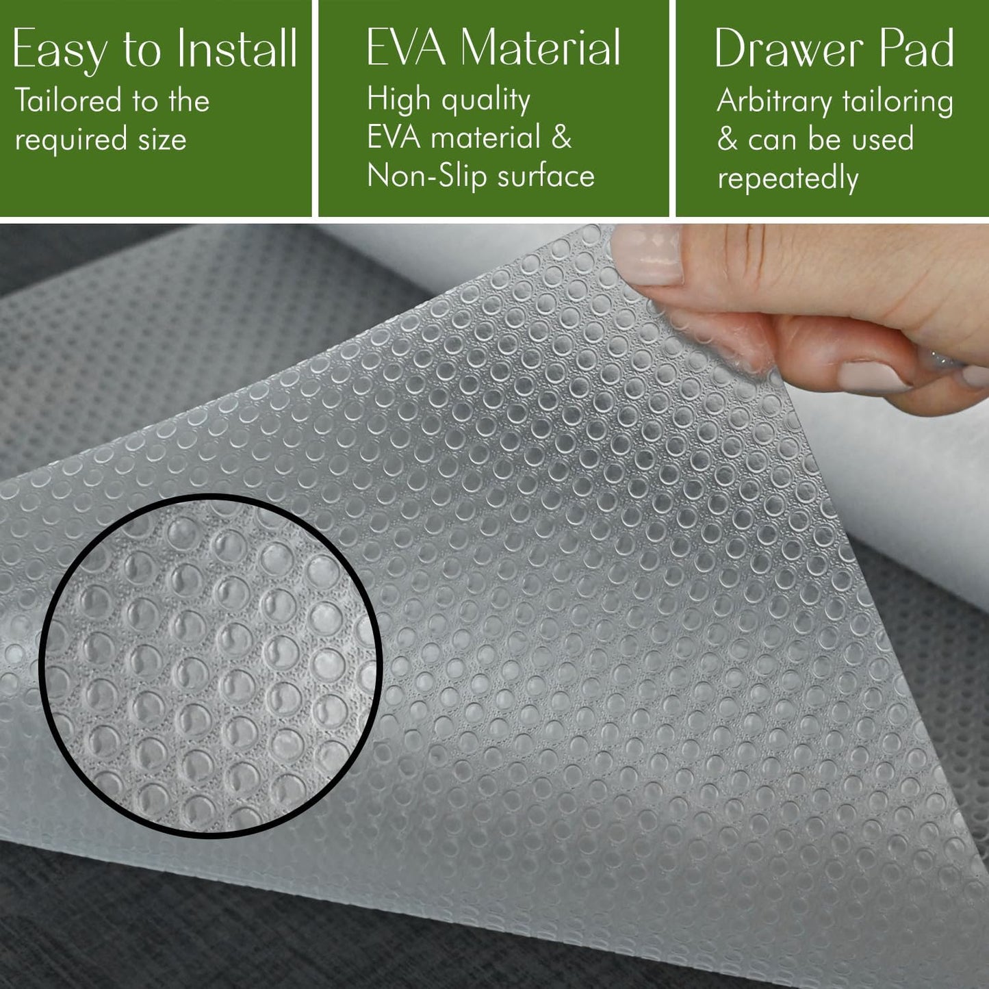 EVALAND Shelf Liners for Kitchen Cabinets Non-Adhesive 12" x 20 FT Clear Drawer Liner Non Slip, Washable Cabinet Liner, Waterproof Shelf Liners for Cabinets, Refrigerator Bathroom Pantry Cabinet Mat