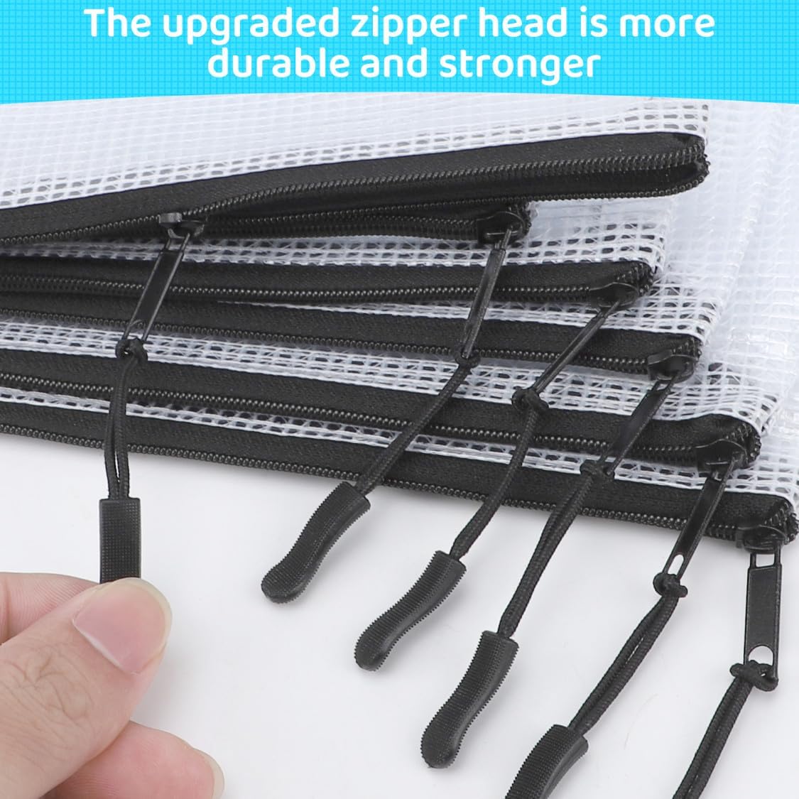 24pcs Mesh Zipper Pouch Bags, A4 13x9 Inches Reusable Bags Puzzle Storage Organizer Black Multipurpose for Travel Board Games Toys School Office Supplies and Home Classroom Organization