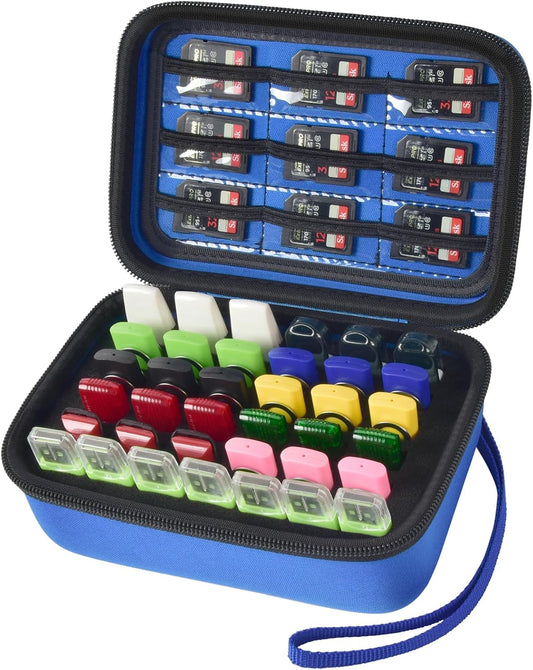 USB Flash Drive Case, SD Card/Memory Stick Pouch for SanDisk, for Samsung, for Netac, for Maspen/for SamData Thumb Drives, Hard Shell Protective Storage Organizer with Sponge- Box Only- Blue