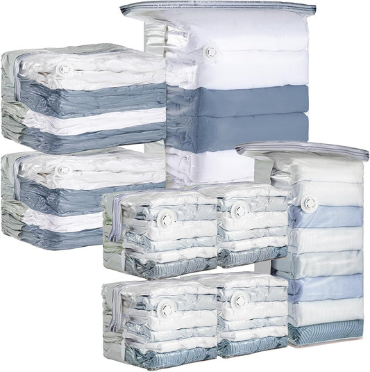 TAILI 8 Pack Vacuum Storage Bags, Cube Space Saver Bags Combo(3 Jumbo +5 Medium), Vacuum Seal Bags for Bedding, Clothing, Comforters, Blankets, Closet Oragnizaer and Space Saving