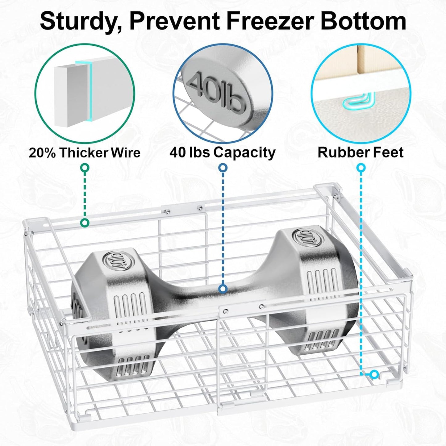 iSPECLE Freezer Organizer Bins - Fit 10 to 20 Cu.FT Deep Freezer, 4 Pack Expandable Stackable Large Chest Freezer Organizer Bins Sort Food, Easily Get Food from Bottom Better Ventilation, White