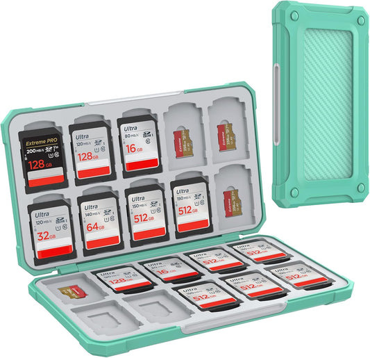 HEIYING Memory Card Case for SD/TF Cards,Portable SD Card Holder Storage Case Compatible with 20 SDXC SDHC and 20 TF Cards Slots