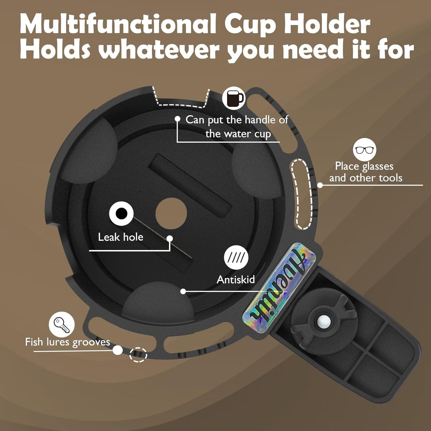 Desk Cup Holder, Anti-Spill Table Cup Holder for Water Bottles, Wheelchairs, Workstations, Gaming Desk Accessories. (Black, Large)