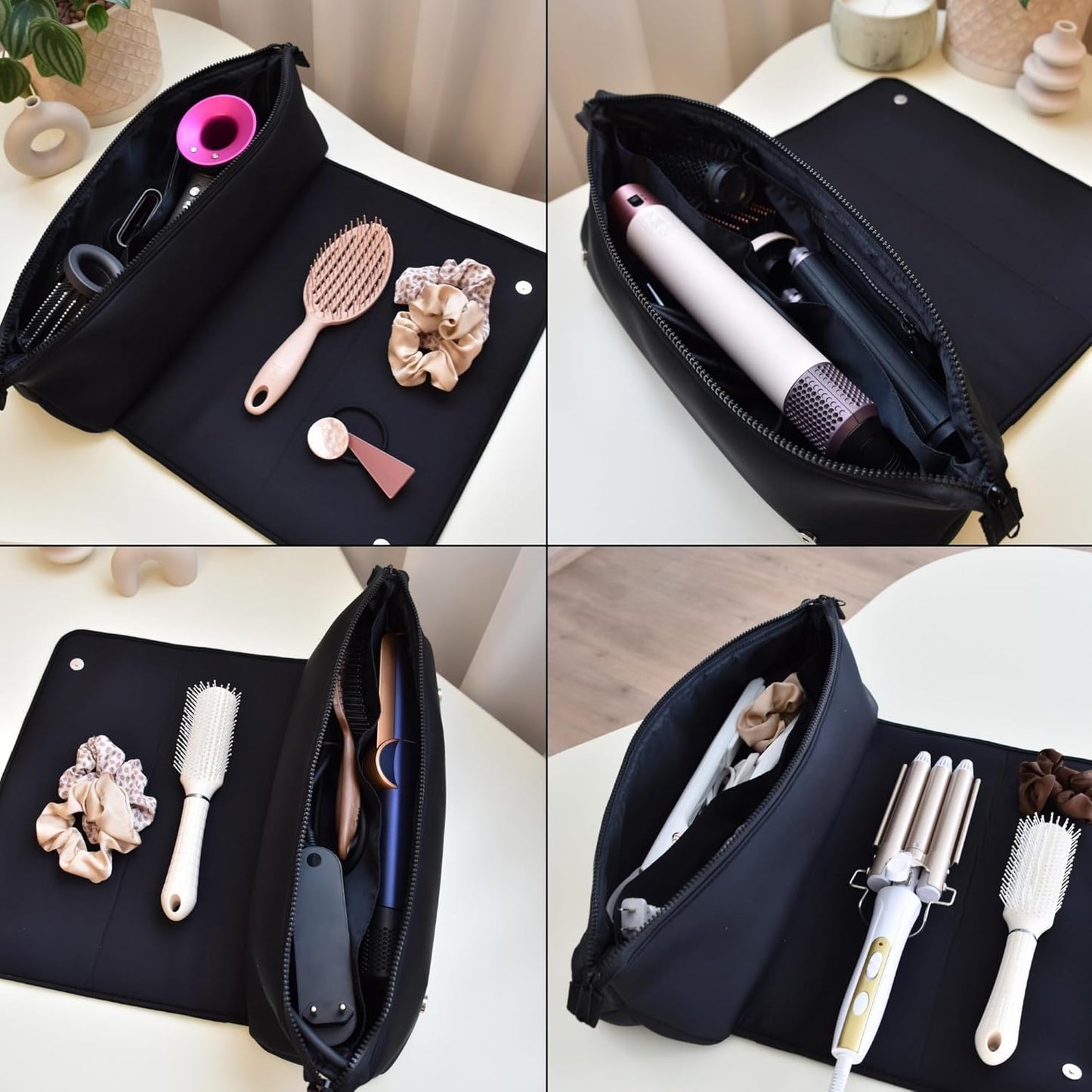 BAREFOOT CARIBOU Hair Tools Travel Bag and Heat Resistant Mat for Flat Irons, Straighteners, Curling Iron, and Haircare Accessories, 2-in-1 design, with Interior Pockets, Portable Organizer