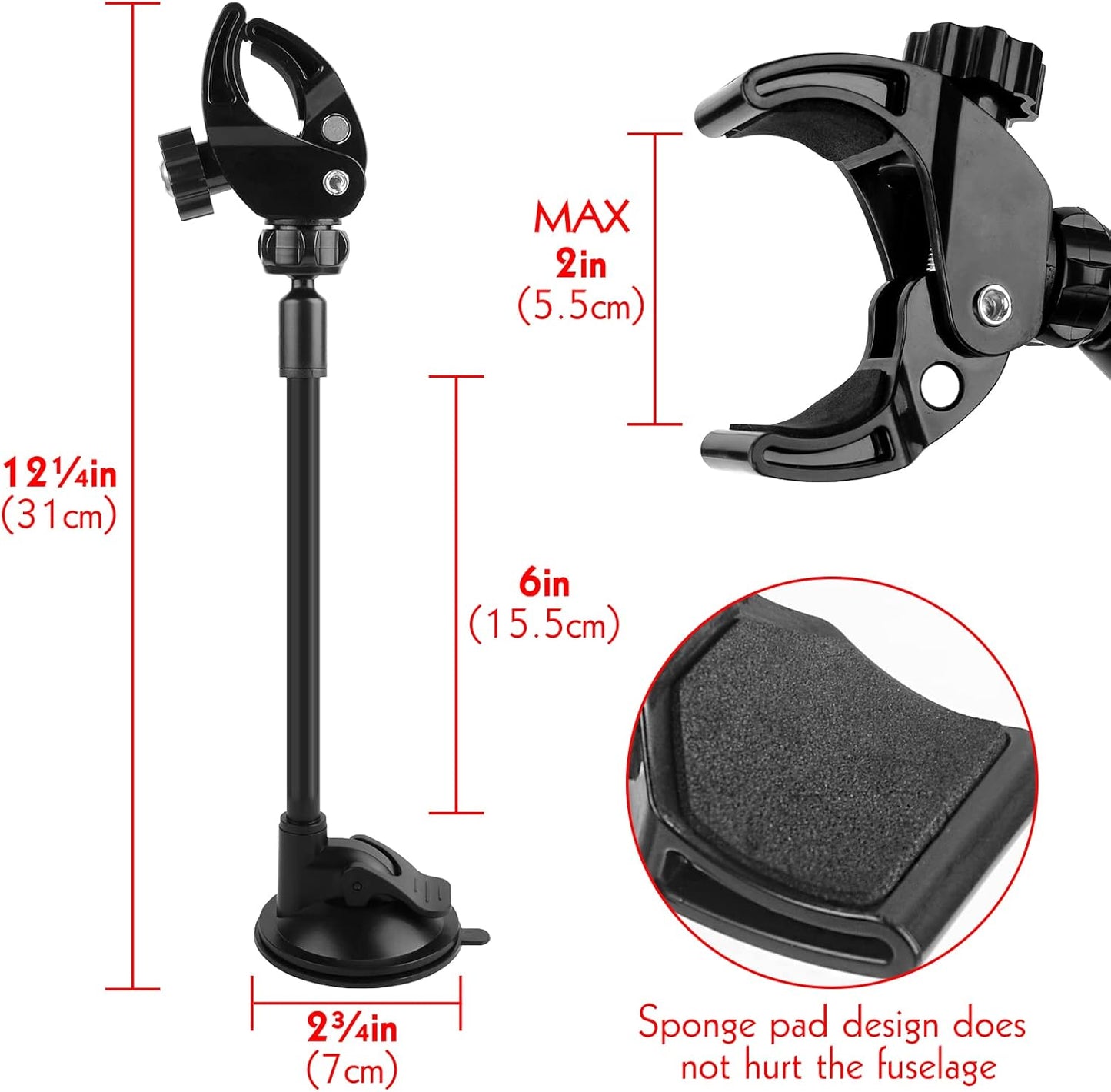 LUEXBOX Adjustable Hair Dryer Holder Stand, 360 Degree Rotation Blow Dryer Bracket with Positionable Arm and Suction Cup, Hands Free Hair Dryer Holder for Mirror and Ceramic Tile (Black 2Pack)