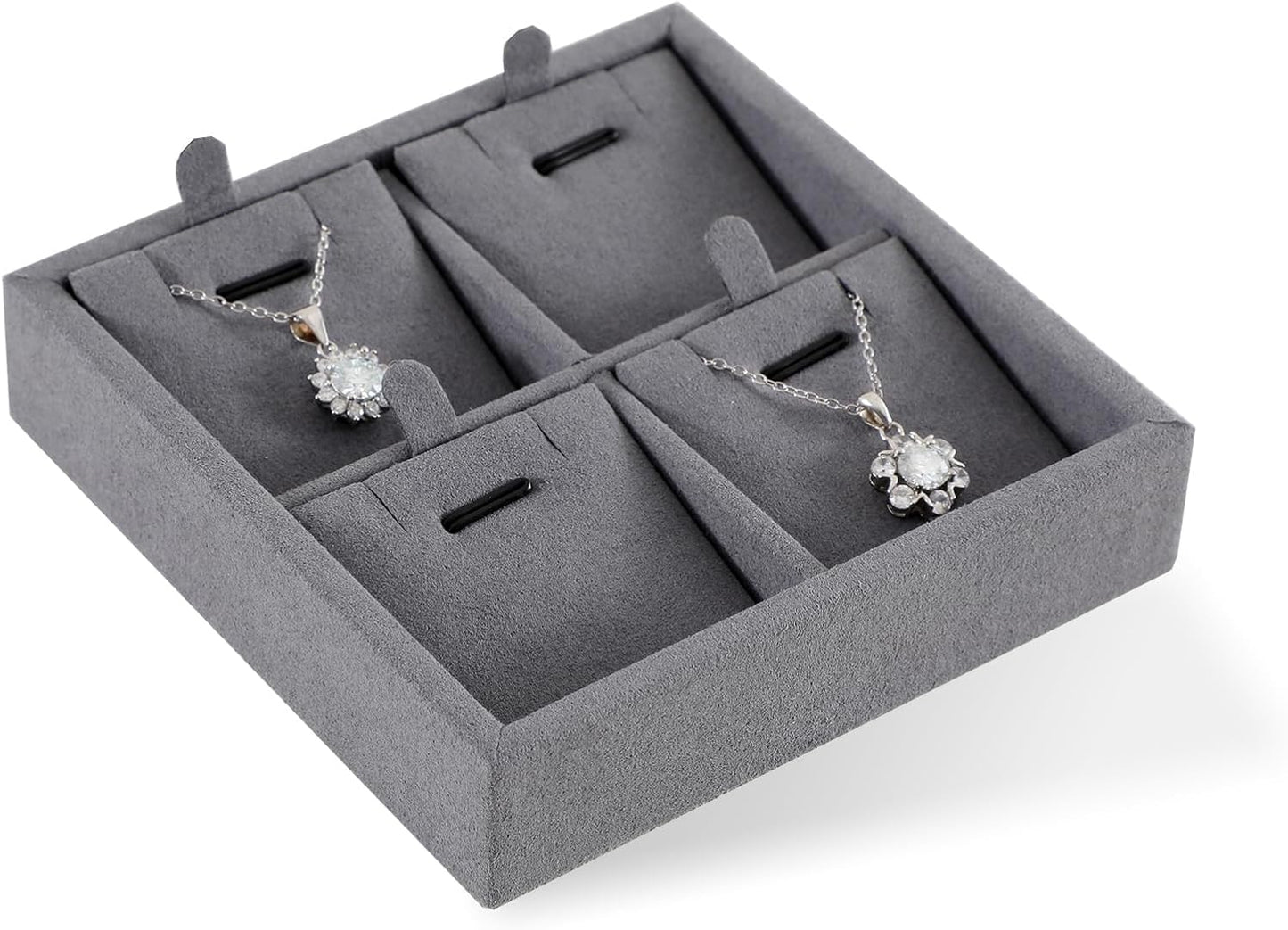 Dark Blue Jewelry Display Tray Ring Necklace Earring Bangle Organizer Multifunctional Storage Case for Jewelry Showcase (Small 4 Grids Pendant Tray)