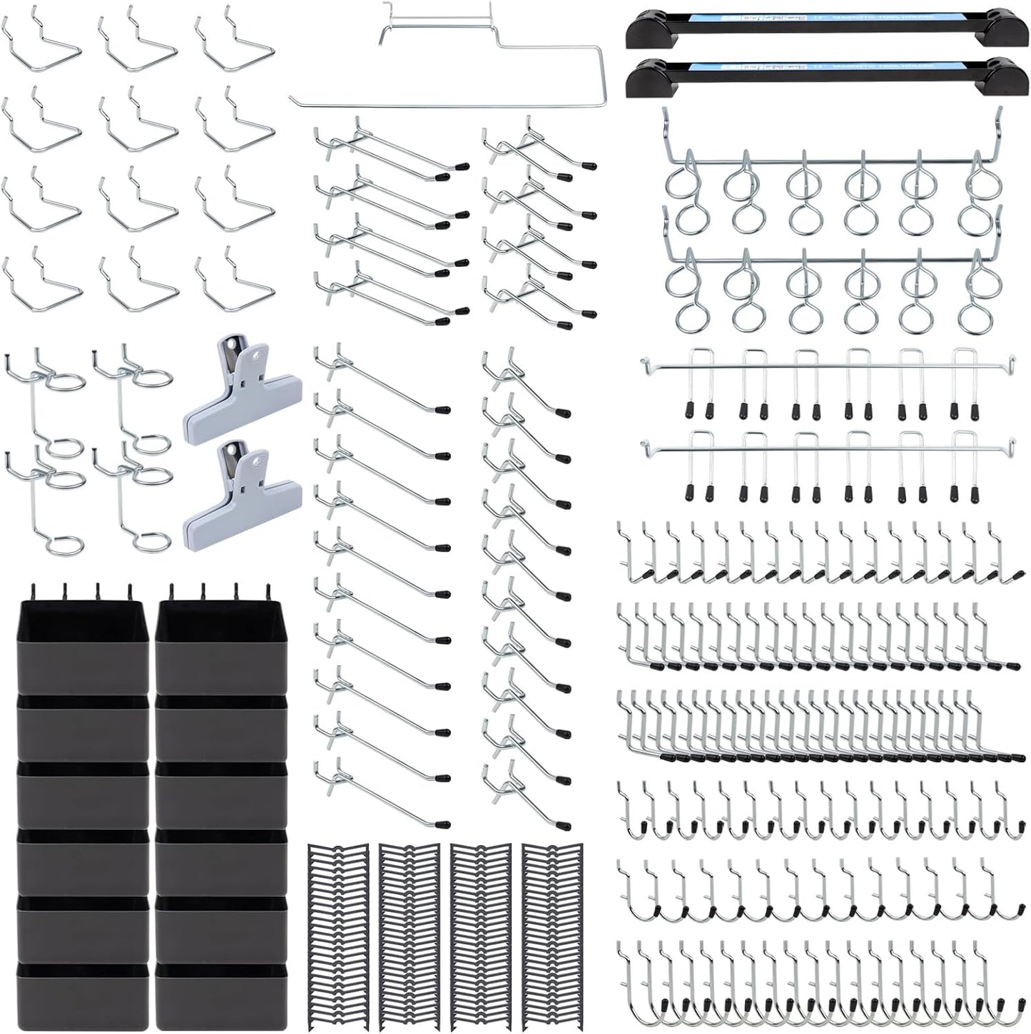 283PCS Metal Pegboard Hooks Organizer Kit for Organizing Various Tools - Heavy Duty 1/4" & 1/8" Pegboard Accessories with Pegboard Bins, Wall Mount Tool Storage for Garage, Workshop & Kitchen