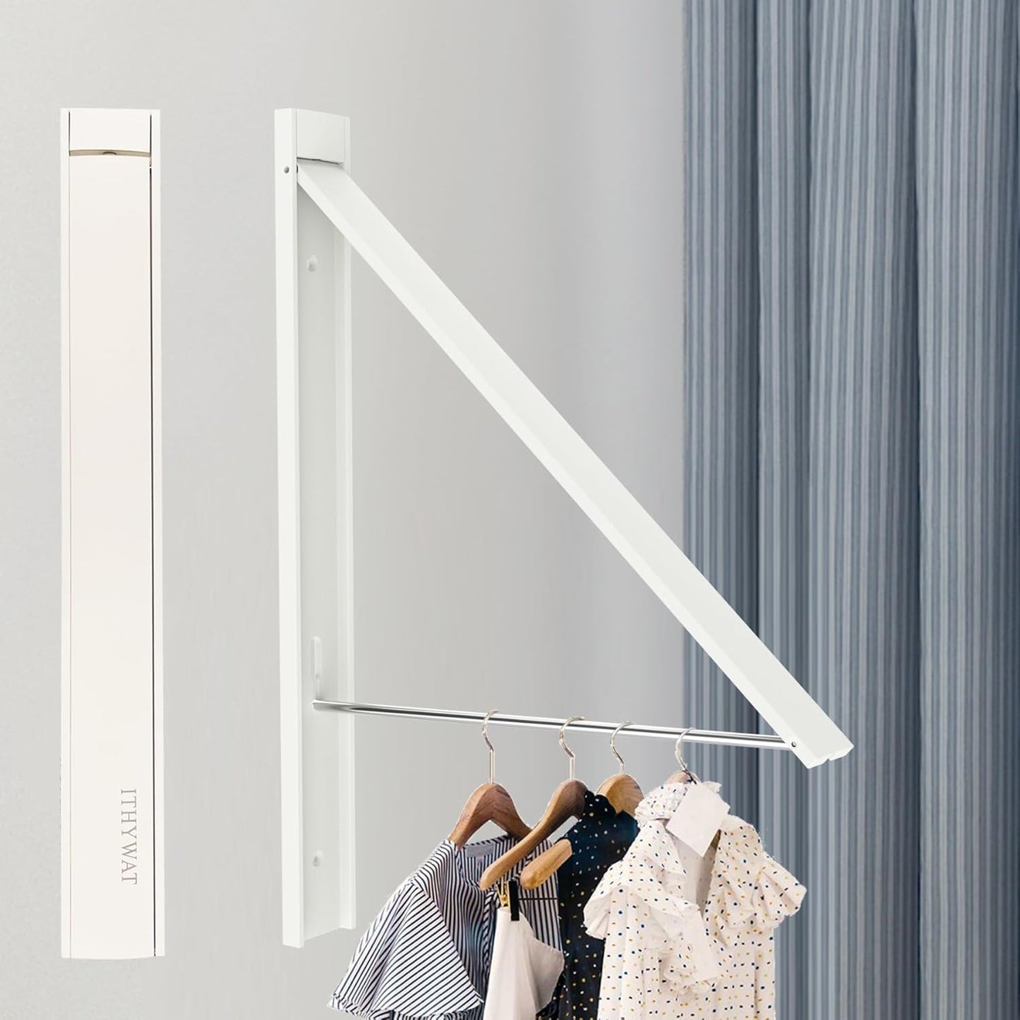 Retractable Clothes Drying Rack,Space Saver Wall Mounted Folding Hanger for Laundry Room, Closet Storage Organization, Easy Installation Aluminium Dryer 1pcs